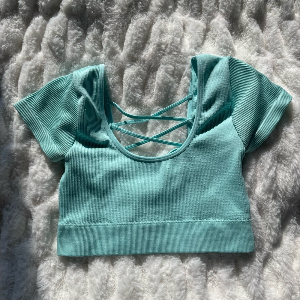 Aerie Mint Ribbed Crop Top